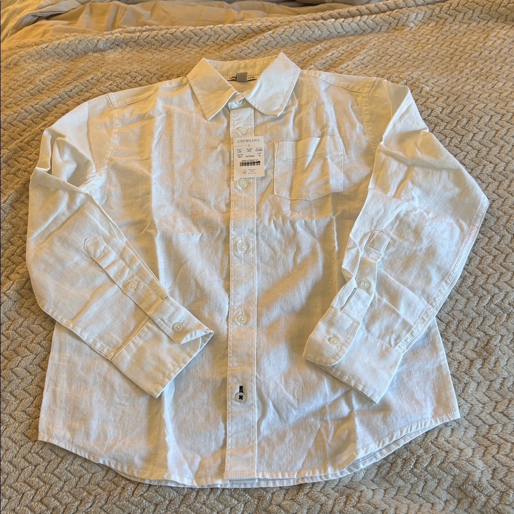 J Crew Crewcuts‎ Kids' button-down linen-blend White Shirt Size 10